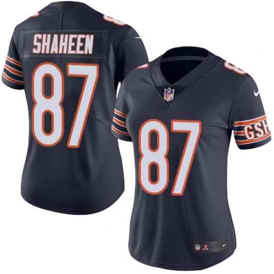 Nike Bears #87 Adam Shaheen Navy Blue Team Color Womens Stitched NFL Vapor Untouchable Limited Jersey